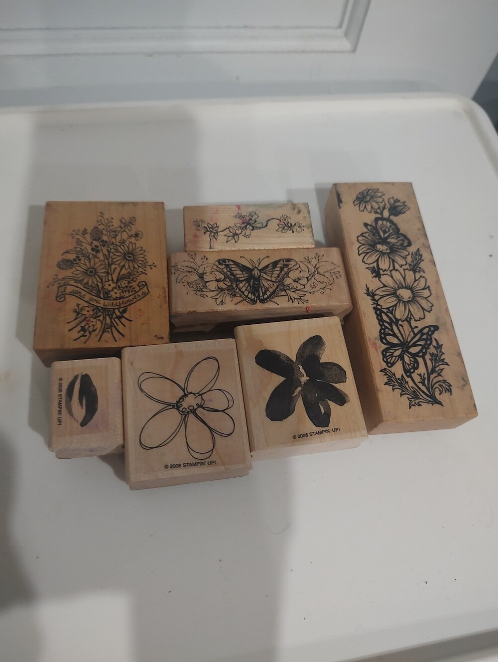 Flowers & Butterfliees Wood Mount Stamp Lot Stamps For Scrapbook Card making